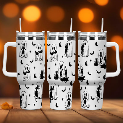 Petthouse | Cute Ghost Cat Halloween 40oz Tumbler,  Spooky Black Cat, Halloween Ghost Cat Mom Gift