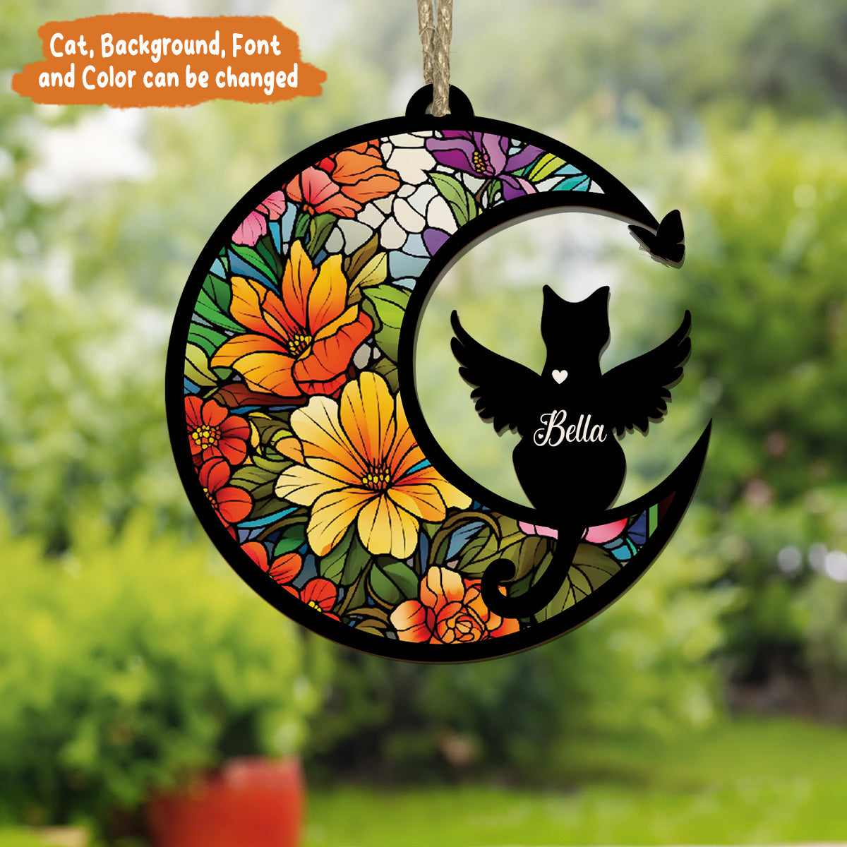 Pethouse | Customized Cat Suncatcher, Loss Of Pet Sympathy Gift, Pet Memorial Suncatcher Window Hanging