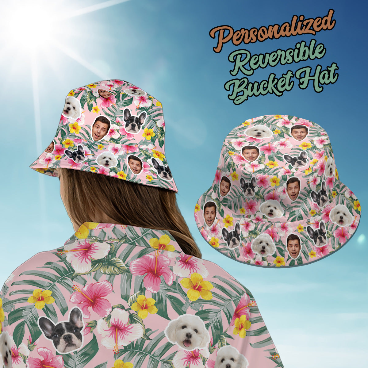 Petthouse |  Personalize Face Tropical Flower Summer Hawaiian Shirt, Family Beach Party