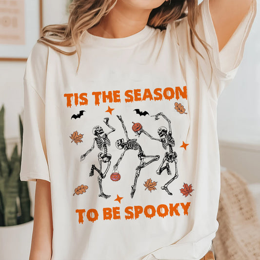 Petthouse | Dancing Skeleton Pumpkin It Shirt, Spooky Season Skeleton Shirt, Spooky Vibes Halloween