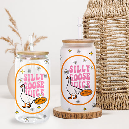 Petthouse | Silly Goose Juice Glass Can, Funny Silly Goose Iced Coffee Cup, Silly Goose Juice