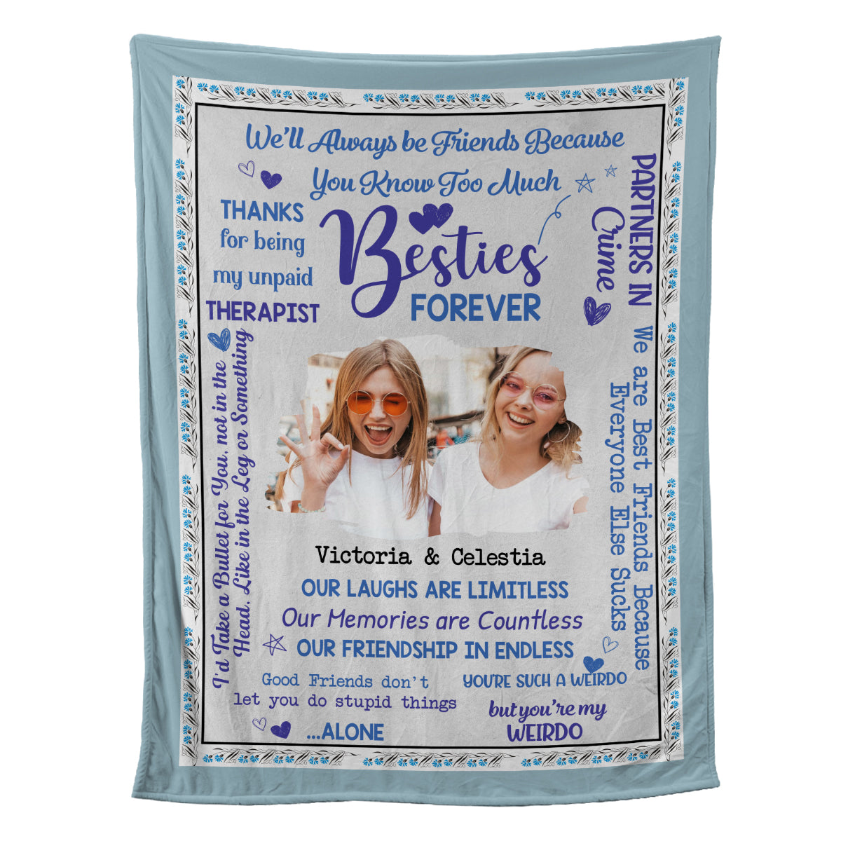 Petthouse | Personalized Besties Forever Fleece Blanket, To My Best Friends Travel Blanket, Our Friendship In Endless