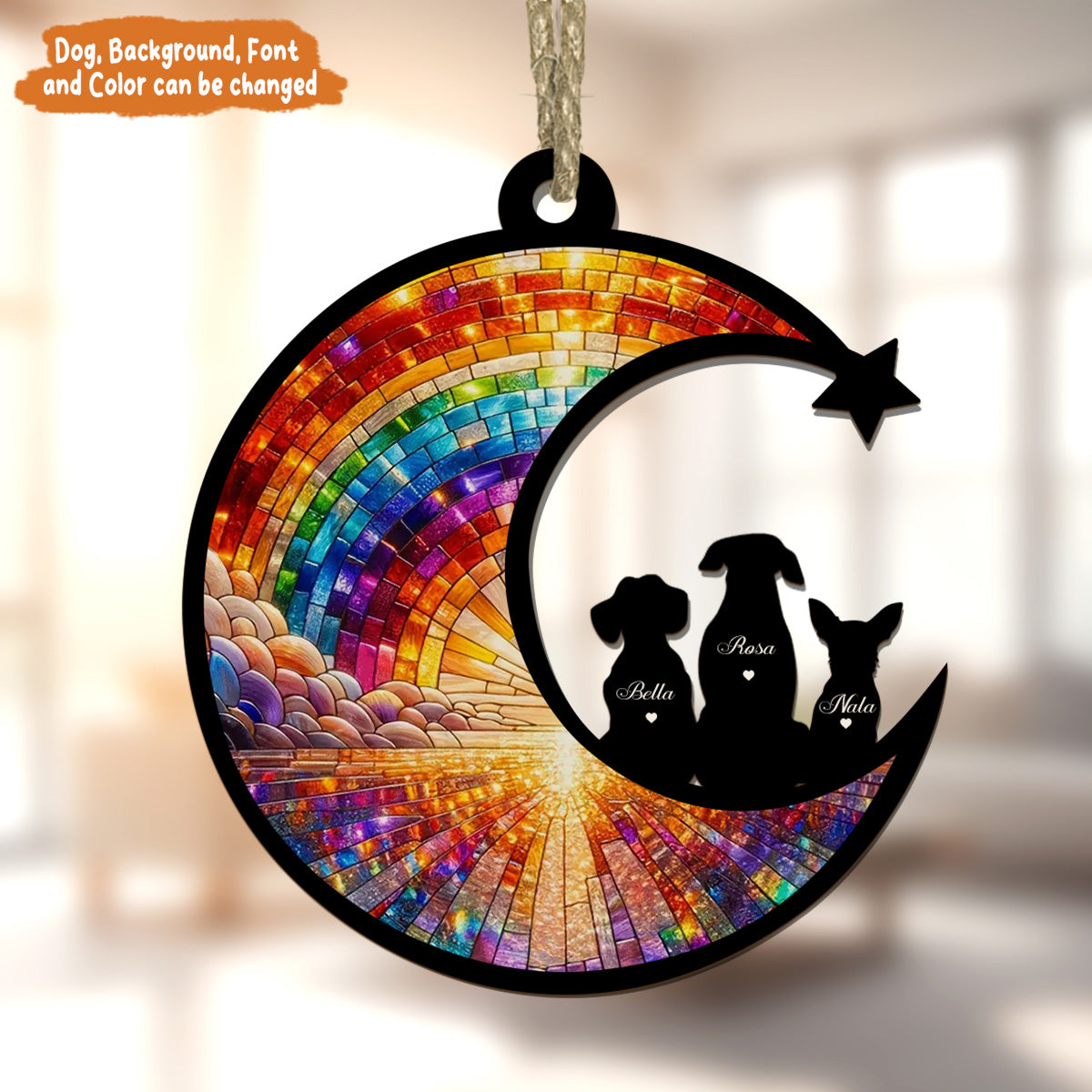 Petthouse | Custom Dog Loss Sympathy, Dog Memorial Suncatcher, Dog Rainbow Bridge, Pet Remembrance Gift