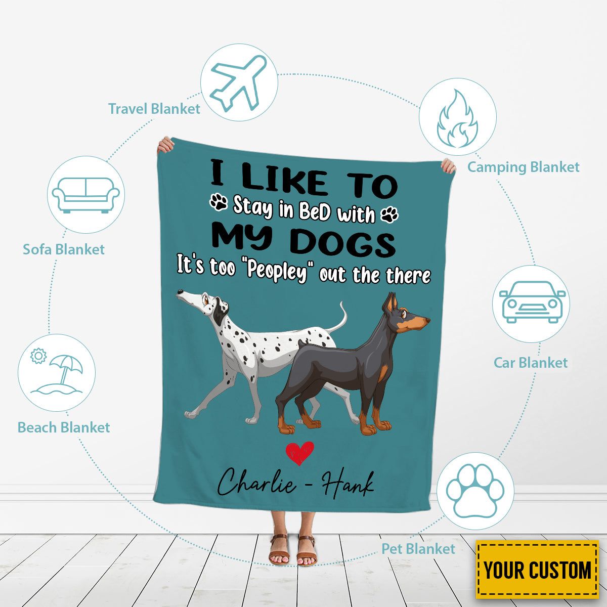 Petthouse | Customized Dog Owners Fleece Blanket, Stay In Bed With My Dogs Throw Blanket, Life Is Better With Dogs