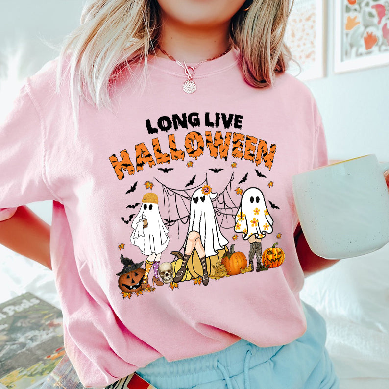 Petthouse | Long Live Halloween Vintage Women Shirt, Spooky Season Tshirt, Cute Ghost Thick Thighs