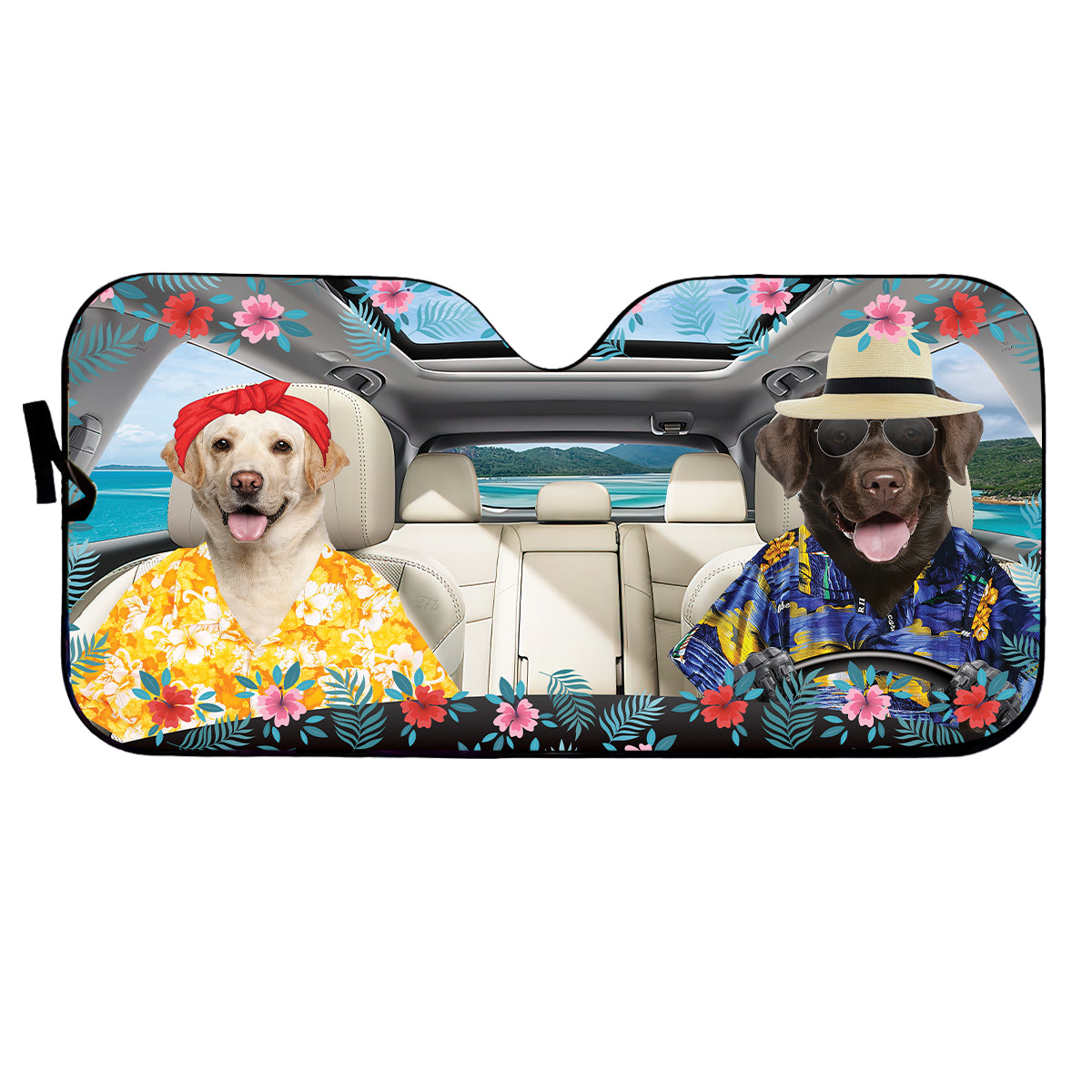 Petthouse | Labrador Retriever Hawaii Windshield Sunshade Customized Photo Sunshade For Car Sun Visor