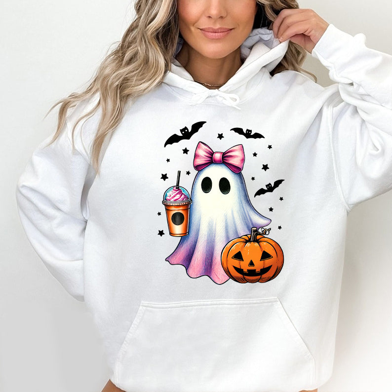 Petthouse | Halloween Ghost Shirt, Retro Ghost Coffee Pumpkin Halloween Shirt, Cute Ghost Coffee