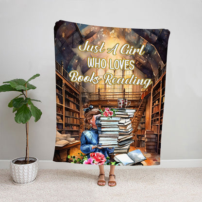 Petthouse | Just A Girl Who Loves Books Reading Cuddling For Book Lovers, Bookish Gift For Nerds, Literary Blanket