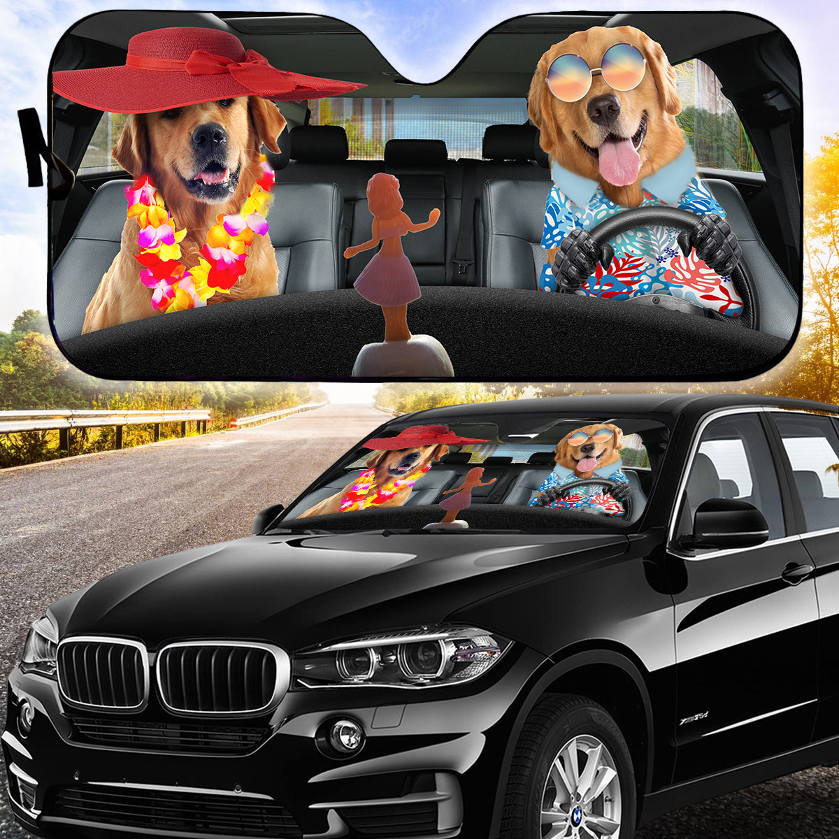 Petthouse | Windshield Sun Shade Dog Golden Retriever Hawaii Summer Car Sun Shade Windshield Dog Mom Dog Dad