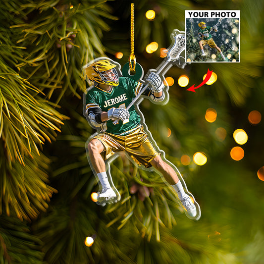 Petthouse | Custom Photo Lacrosse Player Ornament, Lacrosse Ornament, Gift For Lacrosse Lover, Xmas Ornament