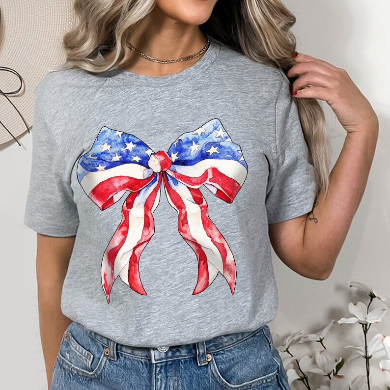 Petthouse | Coquette 4th Of July Shirt, Usa Tshirt, Retro 4th Of July Coquette Bow Tee, Patriotic Shirt