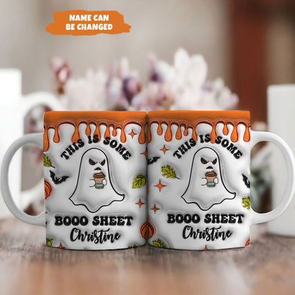 Petthouse | Personalized This Is Some Boo Sheet Ghost 3d Inflated Mug, Halloween Gifts, Spooky Vibes