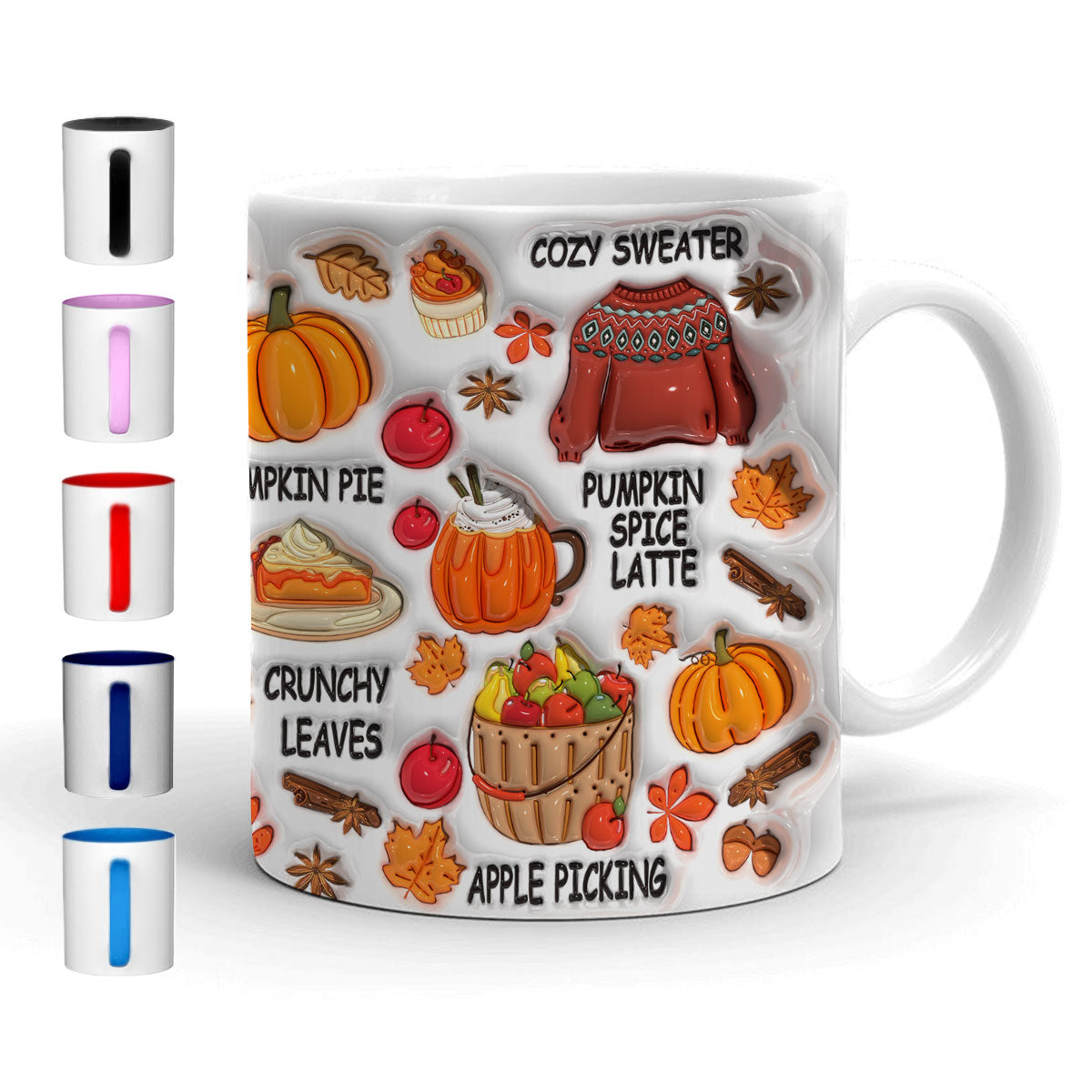 Petthouse | Pumpkin Spice Latter Mug, Fall Season 3d Inflated Effect Mug, Fall Vibes Mug Gifts For Mom