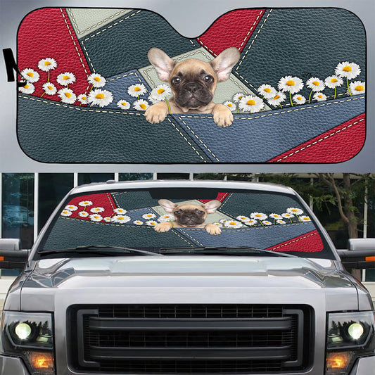 Petthouse | French Bulldog Windshield Sun Shade Dog Sunshade Daisy Car Sun Shade Windshield Dog Mom