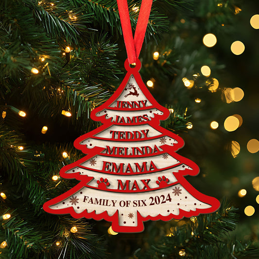 Petthouse | Christmas Tree Ornament 2024, Custom Family Christmas Wood Ornaments, Family Keepsakes, Christmas