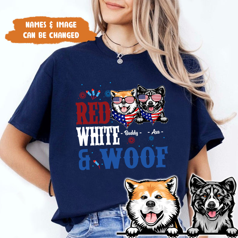 Petthouse | Personalized Red White & Woof Dog Dog 4th Of July Shirt, Birthday Gift For Dad, Grandpa