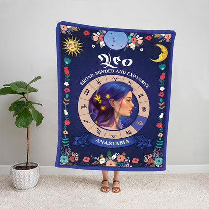 Petthouse | Customized Leo Zodiac Characteristics Throw Blanket, Broad-minded And Expansive Fleece Blanket