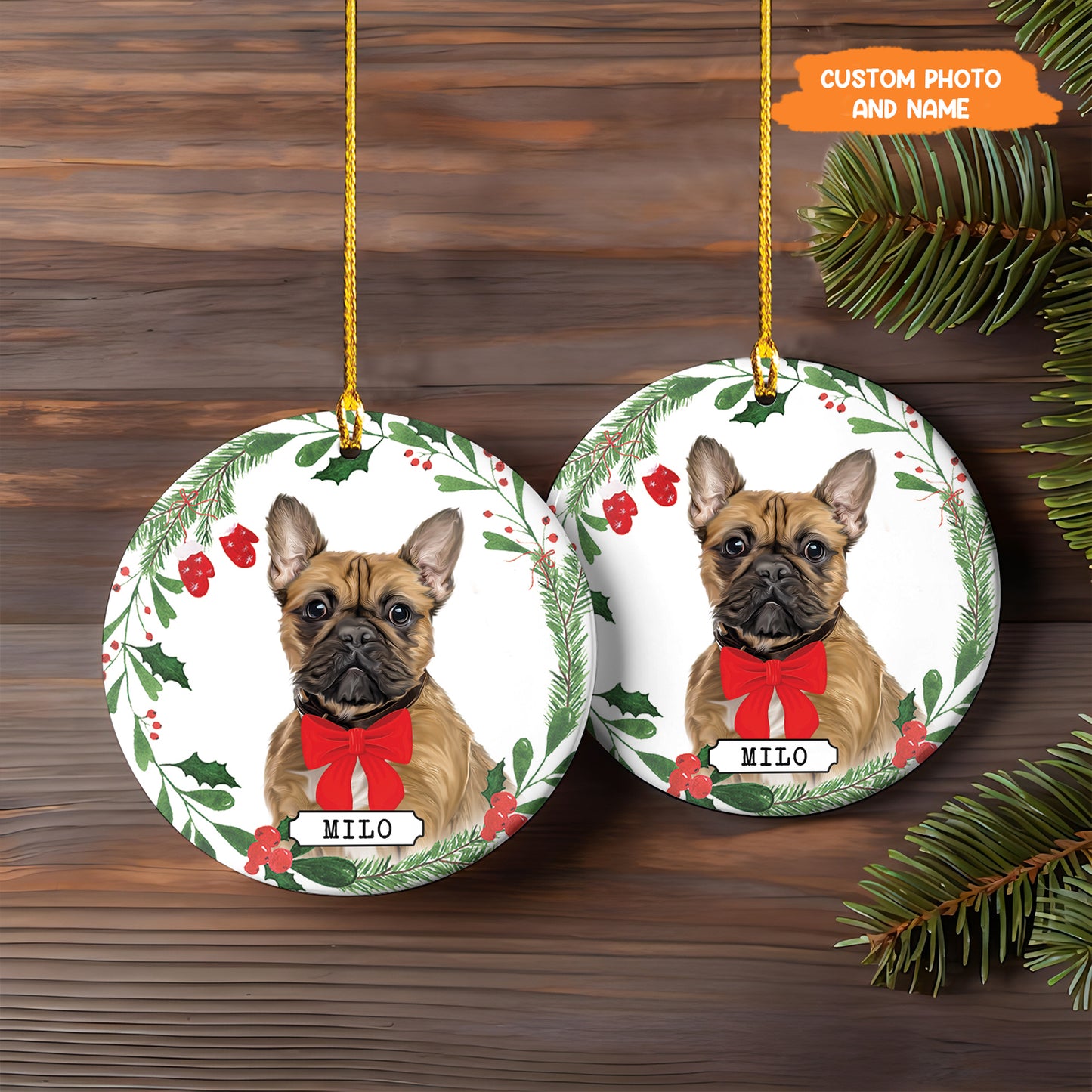 Petthouse | Personalized Dog Ornament, Dog Ornament, Pet Portrait Ornament, Christmas Ornament Hanging