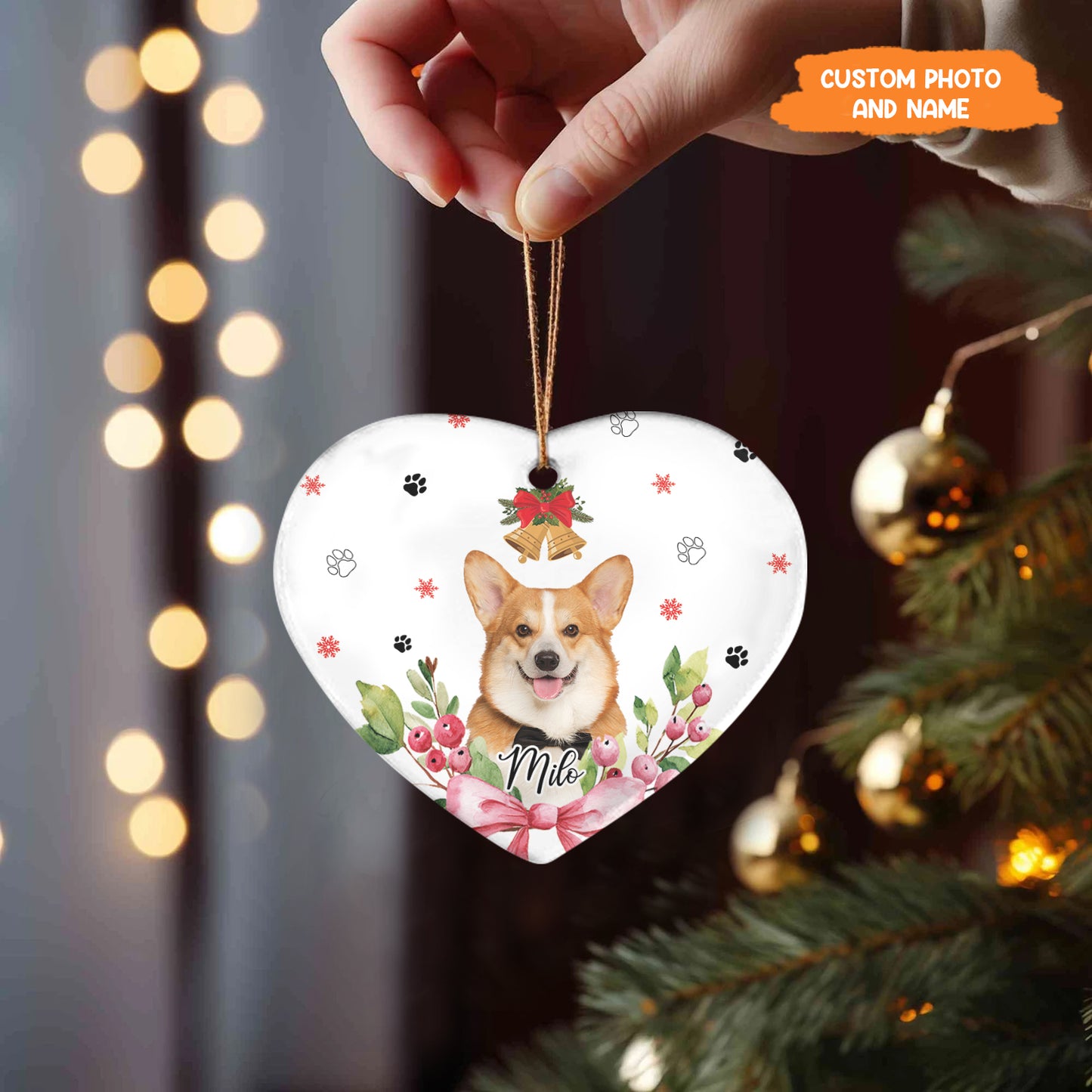 Petthouse | Personalized Pet Ornament, Dog Christmas Ornament, Pet Portrait Name Gift, Gift For Dog Mom