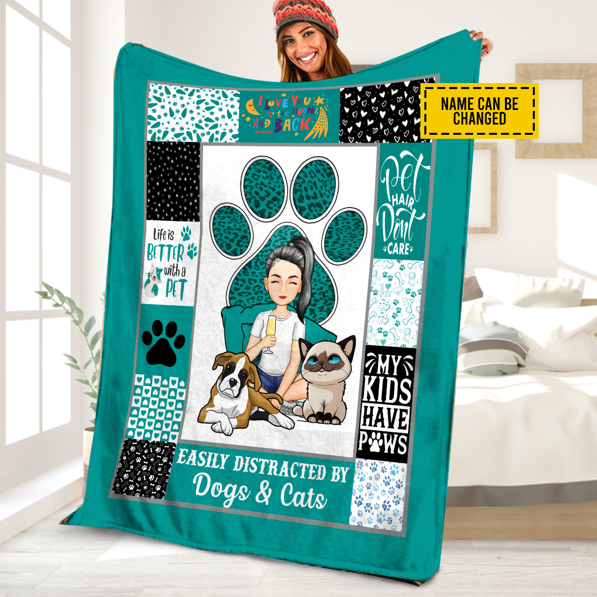 Petthouse | Personalized Pet Lovers Cozy Blanket, Easily Distracted By Dogs Throw Blanket, Life Is Better