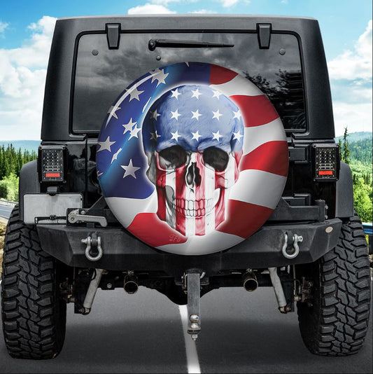 Petthouse | Skull American Cover America Flag Wrap Horror Style Cover Patriot Best Gift Car Decoration