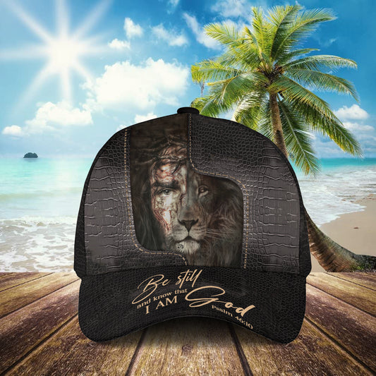 Petthouse | Jesus Lion Warrior Baseball Cap Be Still And Know That I Am God Baseball Cap Christian Gift