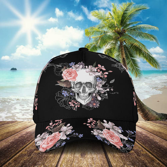 Petthouse | Skull Baseball Cap Floral Baseball Hat Vintage Hat Pattern Print Outfit Best For Women Gifts