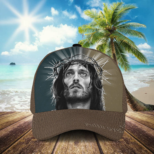 Petthouse | Jesus Portrait Classic Baseball Cap Faith Over Fear Hat Leather Printing Jesus Believer Gifts