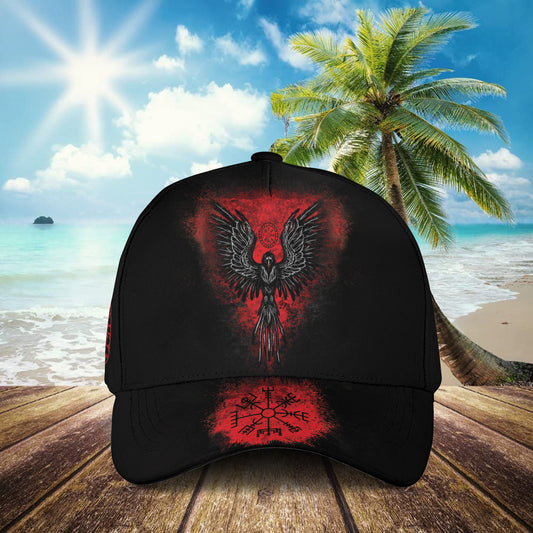 Petthouse | Viking Raven Baseball Cap Scandinavia Circle Baseball Cap Bloody Pattern Cap Viking Style Lover Gift