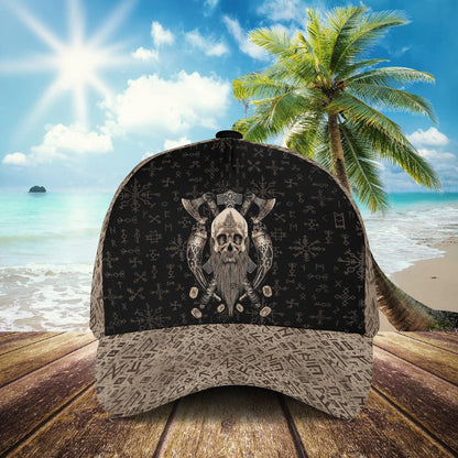 Petthouse | Viking Warrior Skull Baseball Cap Viking Doodle Pattern Baseball Cap Viking Style Best Gift