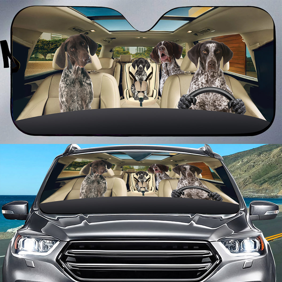 Petthouse | German Shorthaired Pointer Car Sunshades Dog Mom Dog Dad Car Sun Visors For Windshield Car Decor