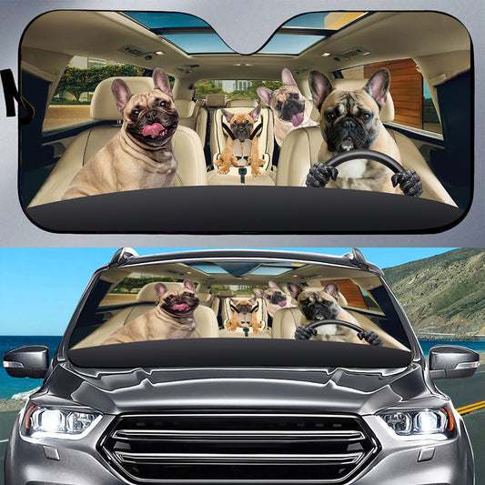 Petthouse | French Bulldog Sunshade Dog Frienchie Dog Mom Dog Dad Car Accessories Auto Sunshade Windshield