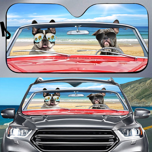 Petthouse | Dog Sunshade French Bulldog Summer Driving Windshield Sun Shade Truck Windshield Sun Shade