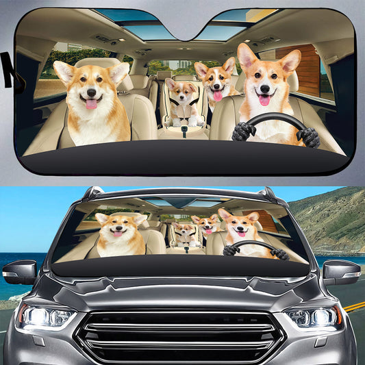 Petthouse | Cute Pembroke Welsh Corgi Sunshade Dog Car Sun Visors For Windshield Corgi Dog Mom Gifts