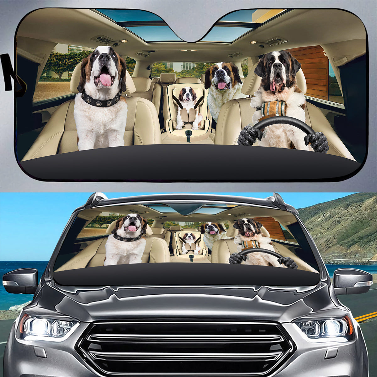 Petthouse | St. Bernard Sun Shade Car Accessories For Women Car Sun Visors For Windshield Women Dog Lover