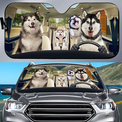 Petthouse | Alaskan Malamute Puppies Family Car Sunshade Puppies Alaska Dog Lovers Dog Owner Car Decor