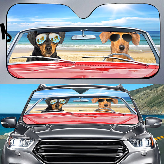 Petthouse | Dog Sunshade Dachshund Summer Driving Car Sun Shade Windshield Beach Vacation Windshield Cover