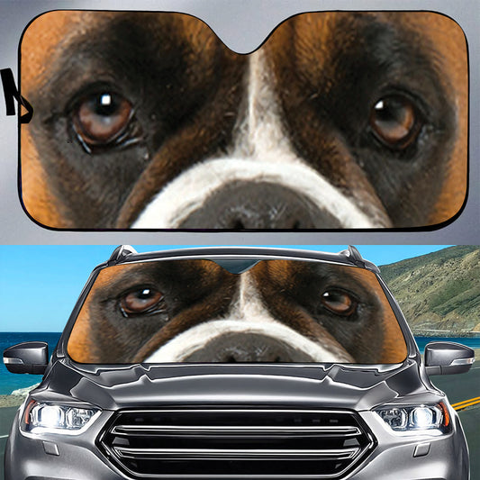 Petthouse | Close Up Of Boxer Face Windshield Sun Shade Dog Judging Meme Car Window Sun Blocker Dog Lover