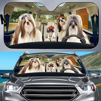 Petthouse | Long Coat Shih Tzu Sunshade Dog Car Accessories Car Sun Visors For Windshield Dog Lover Gift