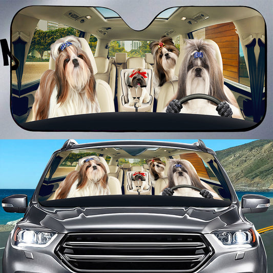 Petthouse | Long Coat Shih Tzu Sunshade Dog Car Accessories Car Sun Visors For Windshield Dog Lover Gift