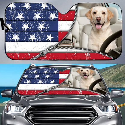 Petthouse | Labrador Retriever American Flag Windshield Sun Shade Dog Sunshade American Patriot Sun Shade