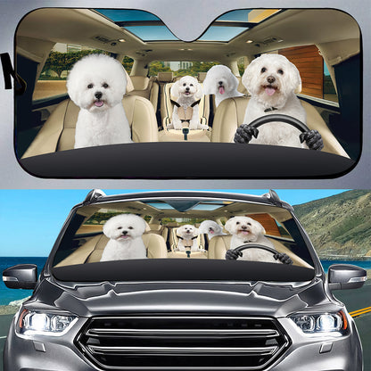 Petthouse | Bichon Frisé Sunshade Dog Car Accessories Dog Mom Dog Dad Dog Lover Auto Sunshade Windshield