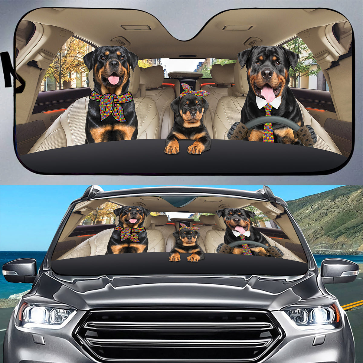 Petthouse | Rottweiler Autism Awareness Dog Sunshade Auto Sunshade For Windshield Dog Dad Dog Mom Gift