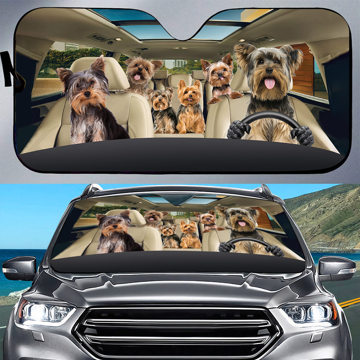 Petthouse | Yorkshire Terrier Car Sunshades Yorkie Sunshade Dog Car Accessories Auto Sunshade