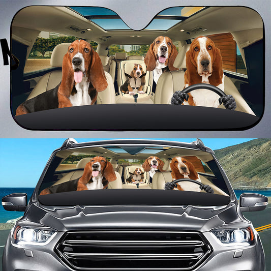 Petthouse | Basset Hound Sunshade Dog Car Sun Visors For Windshield Basset Hound Dog Dad Gift