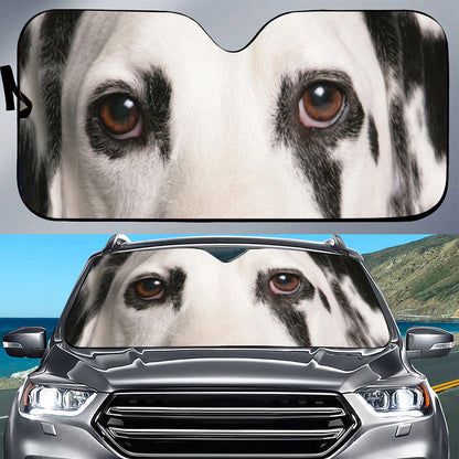 Petthouse | Dalmatian Eyes Printed Car Sun Shade Windshield Funny Dog Automotive Windshield Sunshades Decor