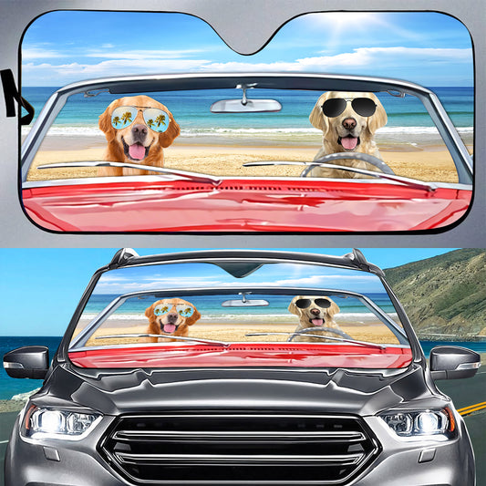 Petthouse | Golden Retriever Car Driving Summer Trip Car Sun Shade Windshield Suv Sun Shade For Windshield