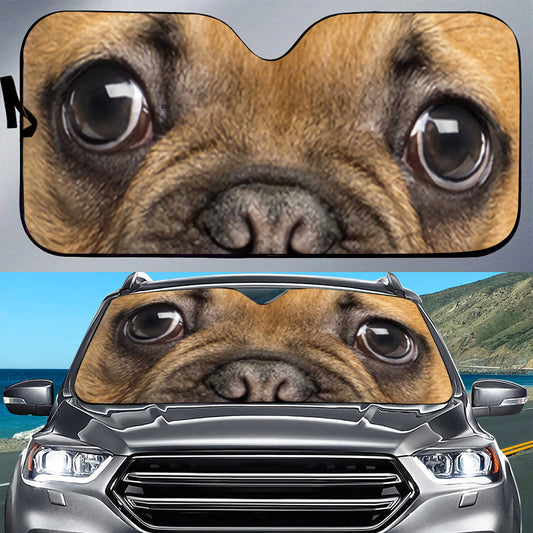 Petthouse | Fawn French Bulldog Eyes Printed Protector Suitcase Cover, Bulldog Windshield Car Sun Shade