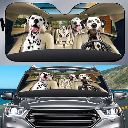 Petthouse | Dalmatian Dog Car Sun Shade Family Dog Car Windshield Pet Lover Car Window Cover Car Decor