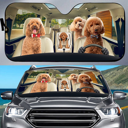 Petthouse | Toy Poodle Curly Dog Car Sun Shade Dog Mom Dog Dad Car Accessories Auto Sunshade